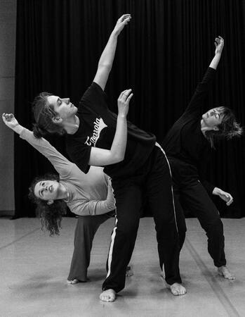 In rehearsal for the creation of Traces by MYSA Dance Collective. Featuring Hannah Jacobs, Neeve Richardson and Julia Stalica.